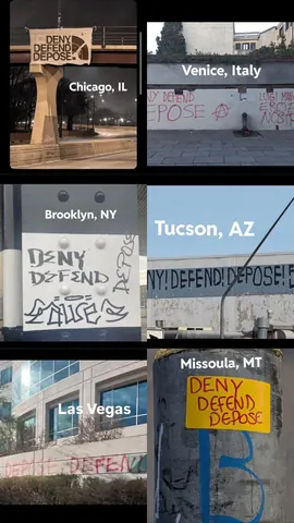 Six-panel collage of DDD street-art photographs labeled Chicago, Venice, Brooklyn, Tucson, Las Vegas, and Missoula.